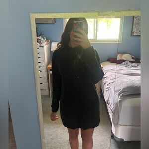 Black long sleeve turtle neck sweater dress